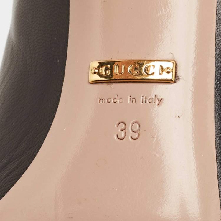 Pre Owned Gucci Black Leather Jolene Horsebit Pumps Size 39