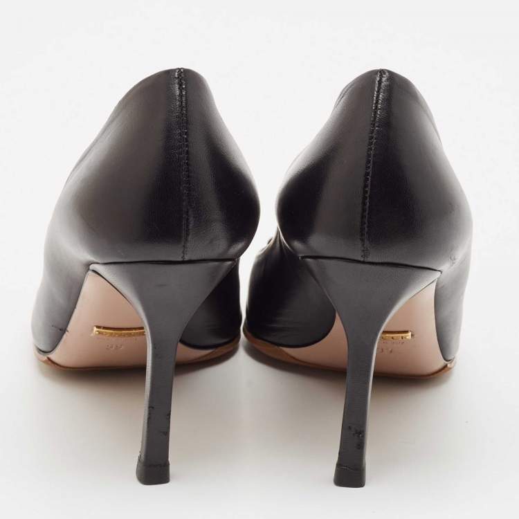 Pre Owned Gucci Black Leather Jolene Horsebit Pumps Size 39