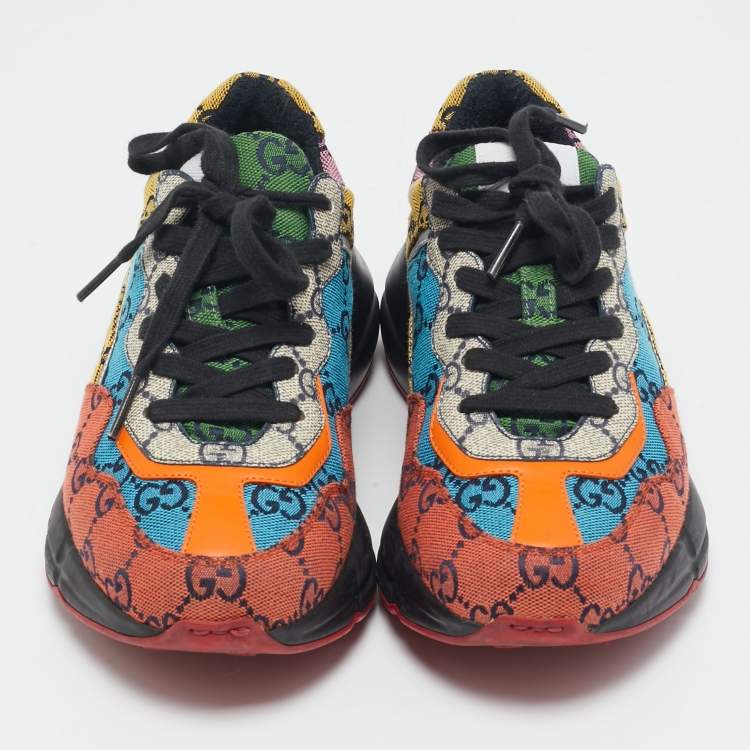 Pre Owned Gucci Multicolor GG Canvas Rhyton Sneakers Size 36