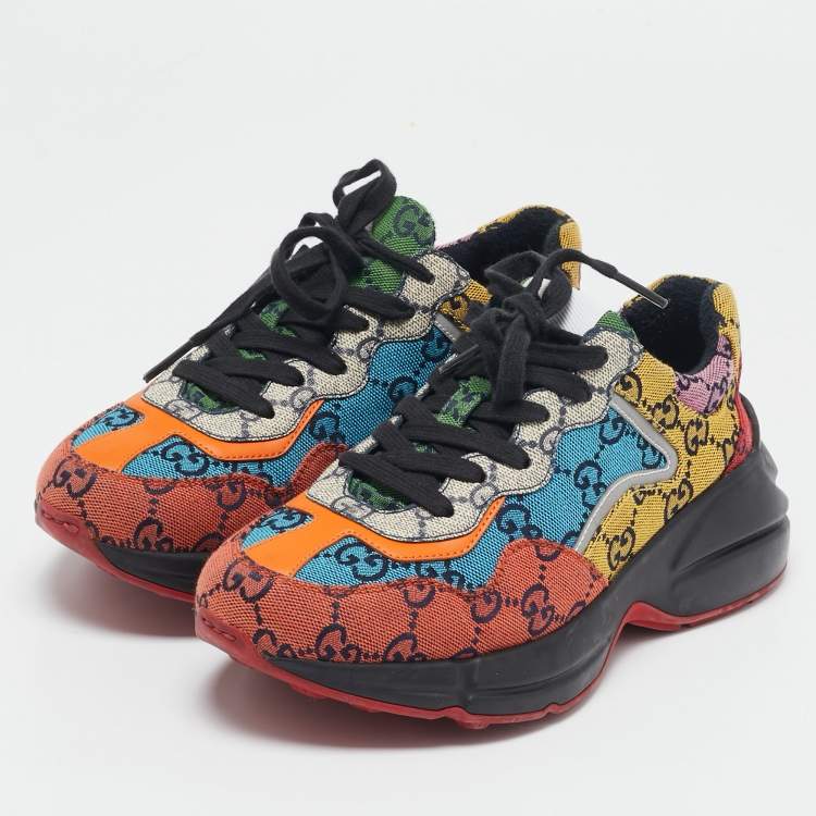 Pre Owned Gucci Multicolor GG Canvas Rhyton Sneakers Size 36