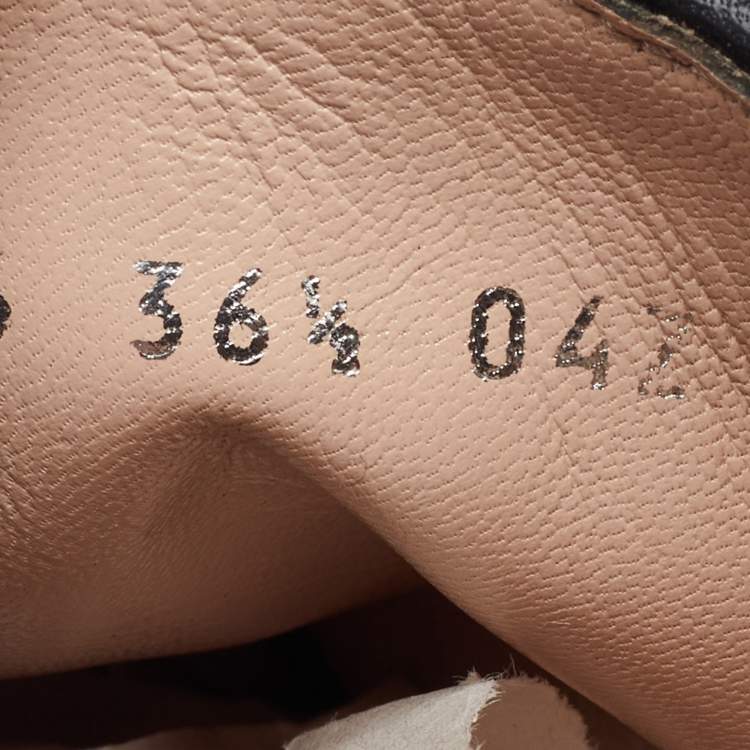 Pre Owned Gucci Black GG Quilted Leather Lace Up Platform Combat Boots size 36.5