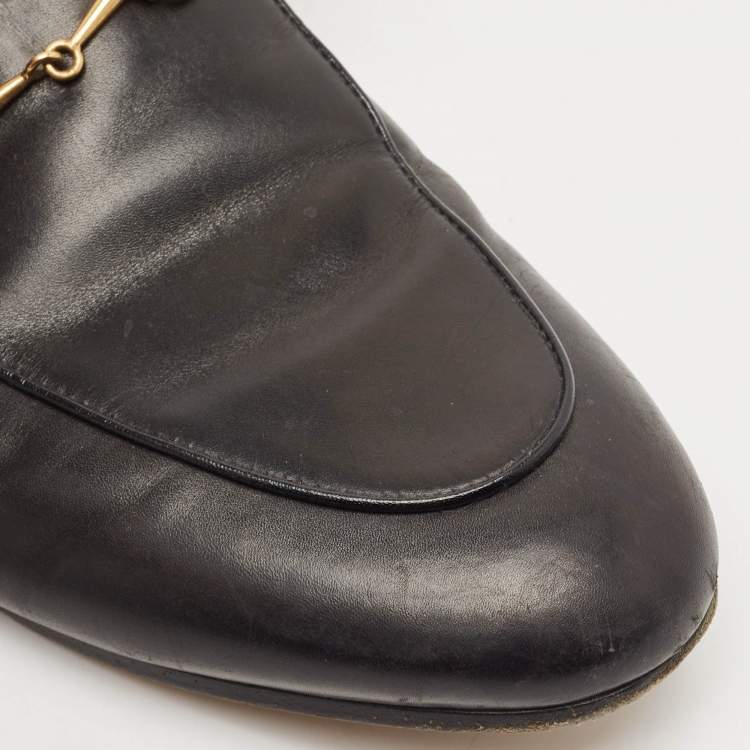 Pre Owned Gucci Black Leather And Fur Princetown Sandals Size 39