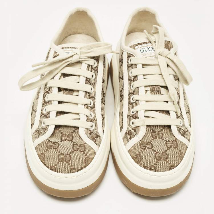 Pre Owned Gucci Beige GG Canvas Tennis 1977 Treck Sneakers Size 38