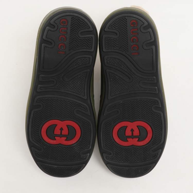 Pre Owned Gucci Green Rubber and Shearling Horsebit Snow Boots Size 37