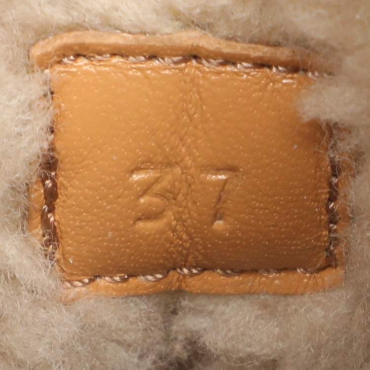 Pre Owned Gucci Green Rubber and Shearling Horsebit Snow Boots Size 37