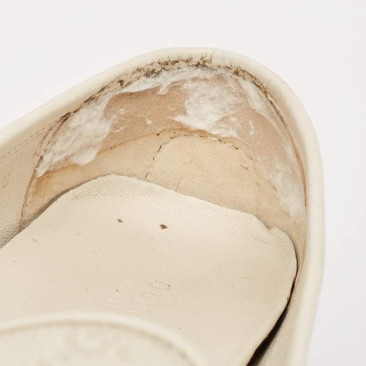 Pre Owned Gucci Cream Guccissima Leather Horsebit Slip On Loafer Size 39.5