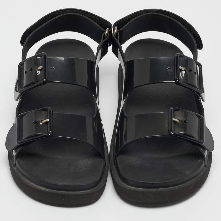 Pre Owned Gucci Black Rubber Isla Mule Sandals Size 38