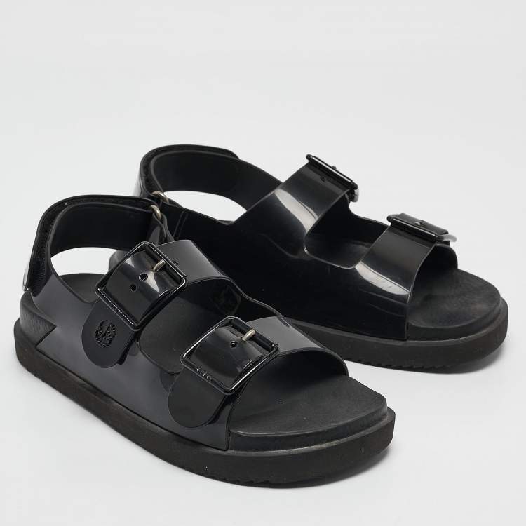 Pre Owned Gucci Black Rubber Isla Mule Sandals Size 38