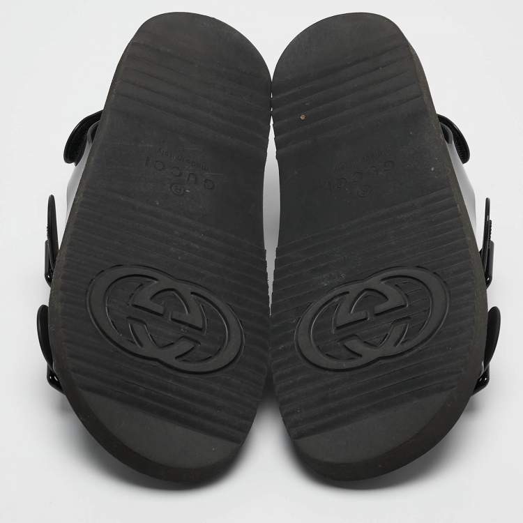 Pre Owned Gucci Black Rubber Isla Mule Sandals Size 38
