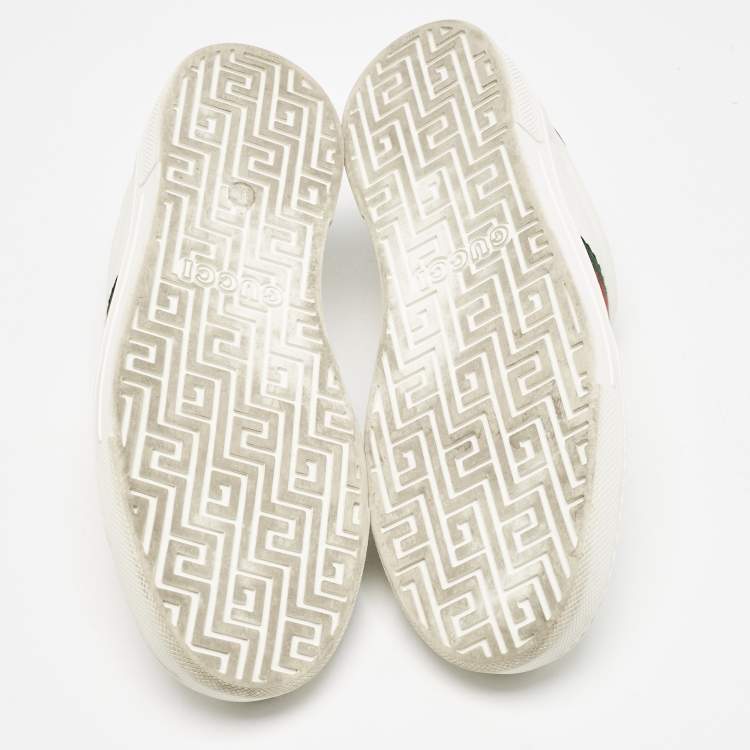 Pre Owned Gucci White Leather Web Ace Sneakers Size 40