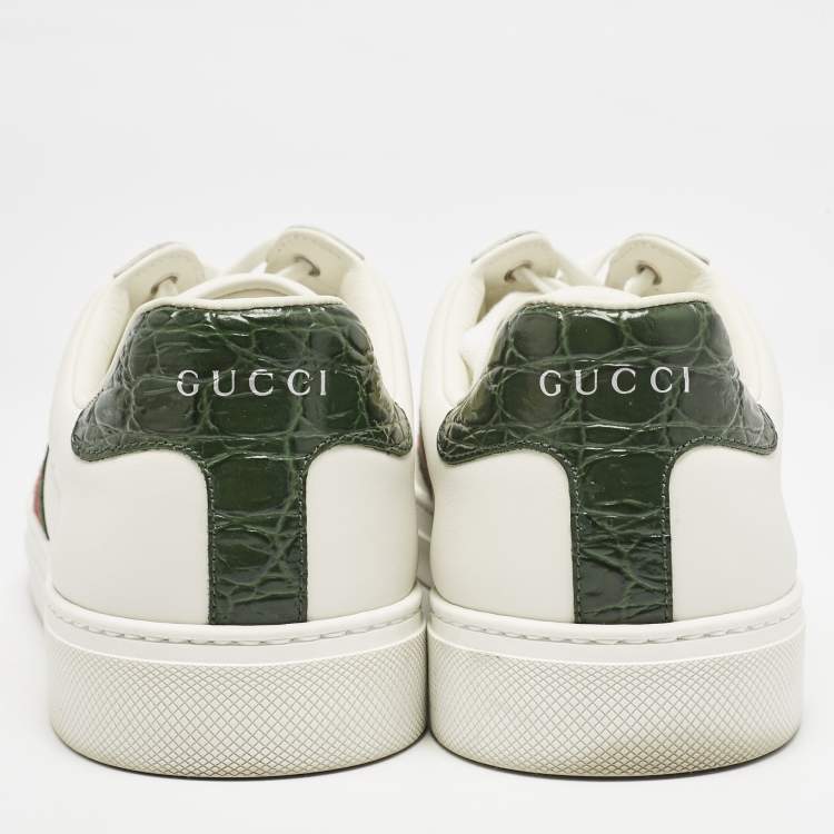 Pre Owned Gucci White Leather Web Ace Sneakers Size 40