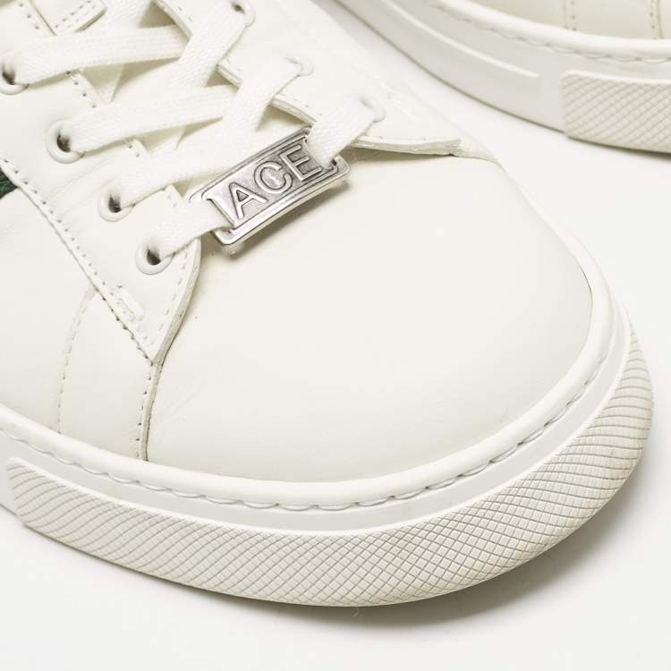 Pre Owned Gucci White Leather Web Ace Sneakers Size 40