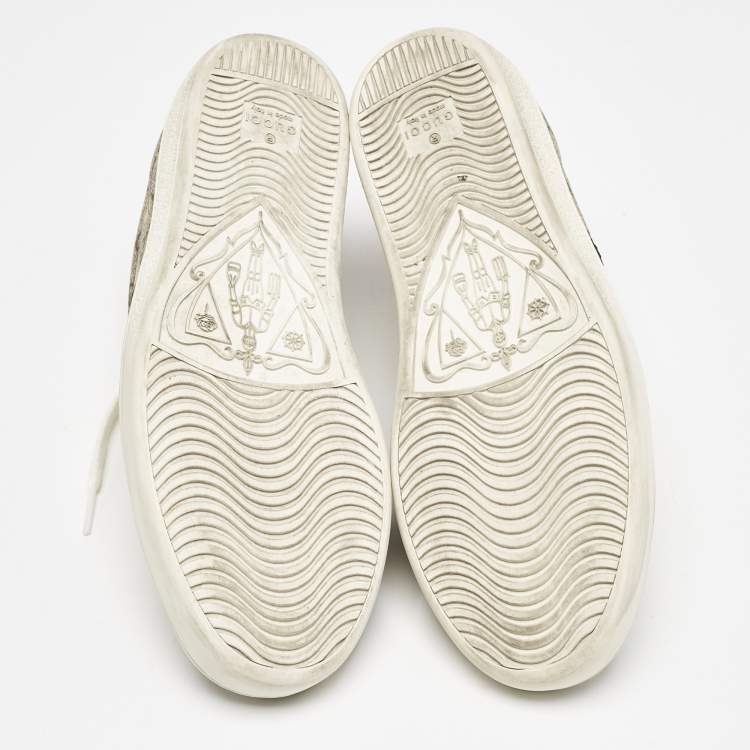 Pre Owned Gucci Beige GG Supreme Bee Print Canvas Ace Low Top Sneakers Size 37