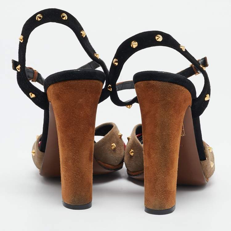Pre Owned Gucci Multicolor Suede Jacquelyne Ankle Strap Sandals Size 39