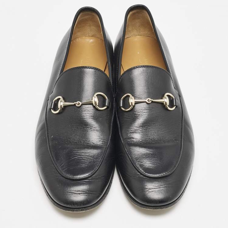 Pre Owned Gucci Black Leather Jordaan Loafers Size 39