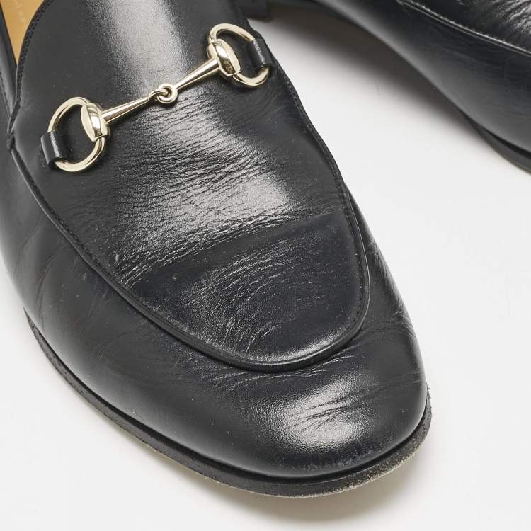 Pre Owned Gucci Black Leather Jordaan Loafers Size 39