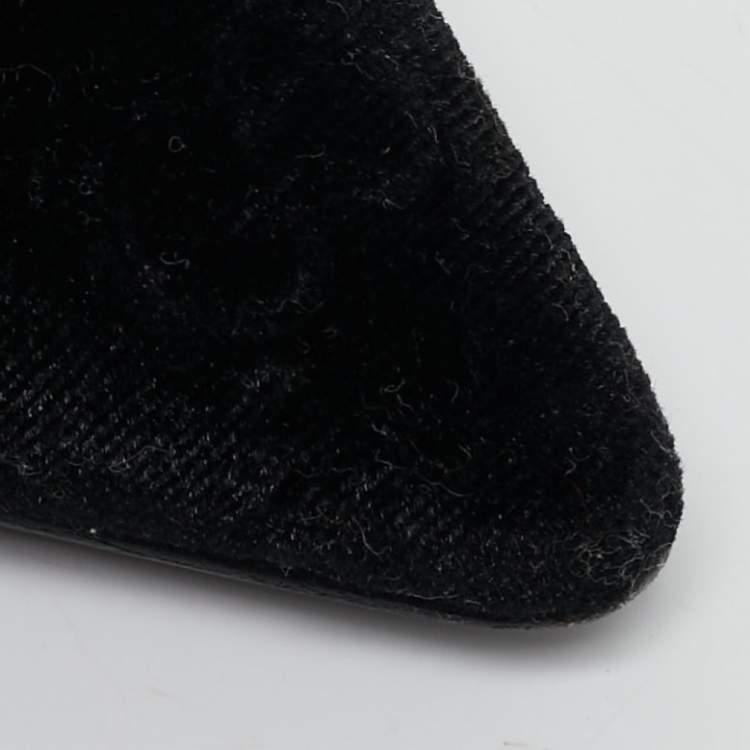 Pre Owned Gucci Black GG Velvet Pointed Toe Slingback Pumps Size 39.5