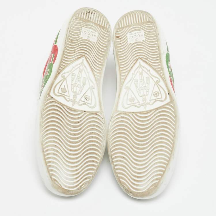 Pre Owned Gucci White Leather Interlocking G Ace Sneakers Size 37.5