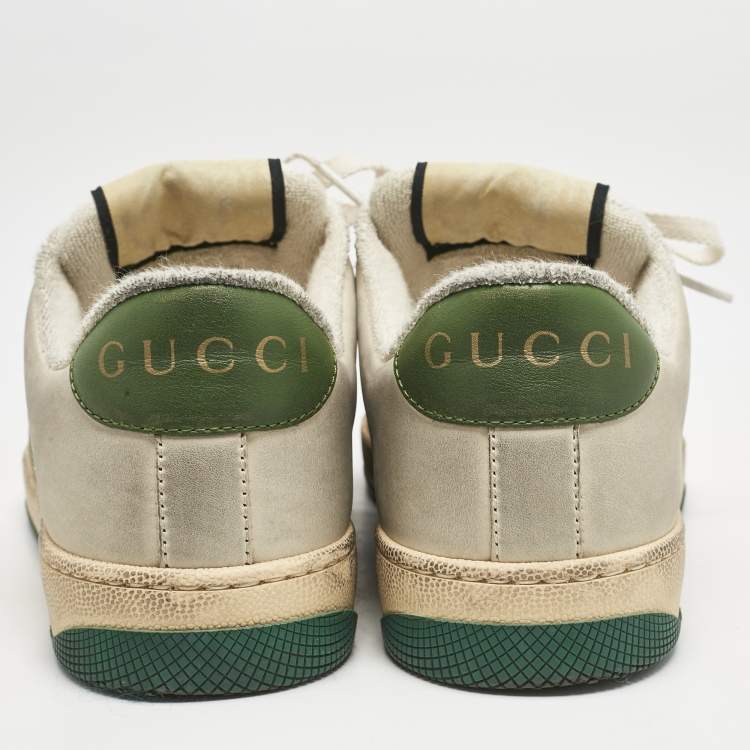 Pre Owned Gucci Beige Nubuck and GG Canvas CC Screener Sneakers Size 36.5