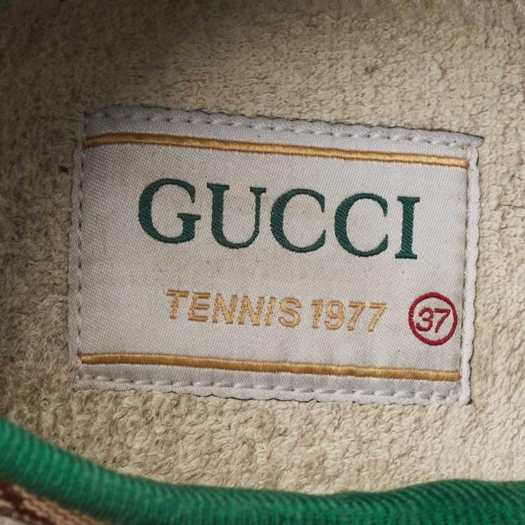 Pre Owned Gucci Beige GG Canvas Tennis 1977 Sneakers Size 37