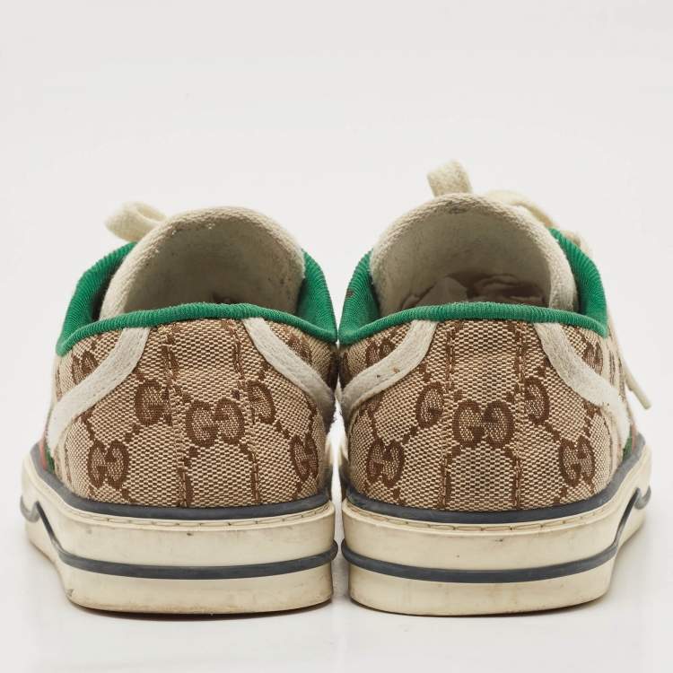 Pre Owned Gucci Beige GG Canvas Tennis 1977 Sneakers Size 37