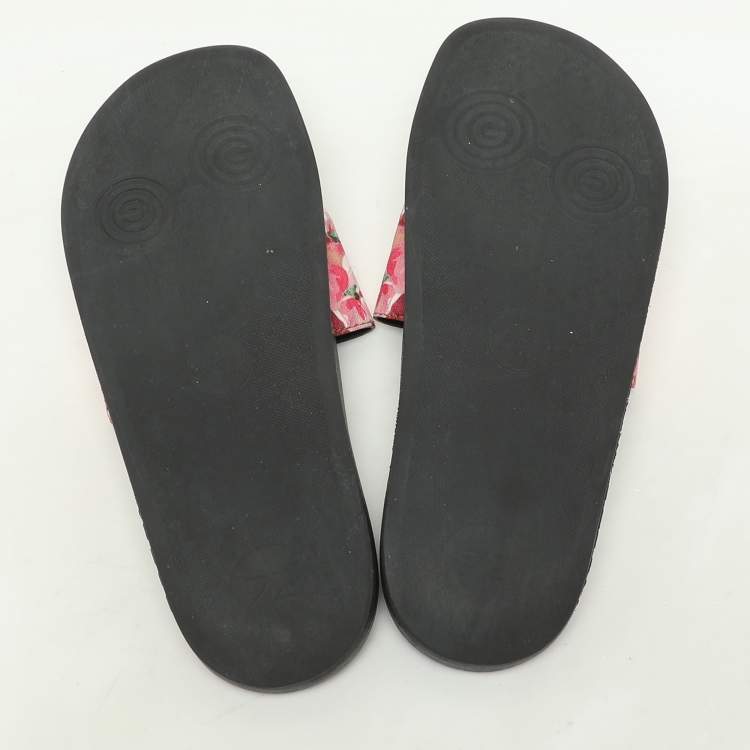 Pre Owned Gucci Multicolor GG Floral Canvas Flat Slides Size 38 
