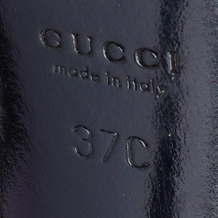 Pre Owned Gucci Black/White Patent Leather And Suede Peep Toe Pumps Size 37