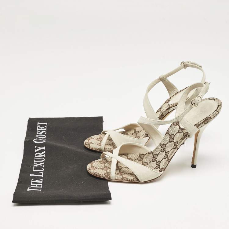 Pre Owned Gucci Grey Suede Slingback Sandals Size 38.5