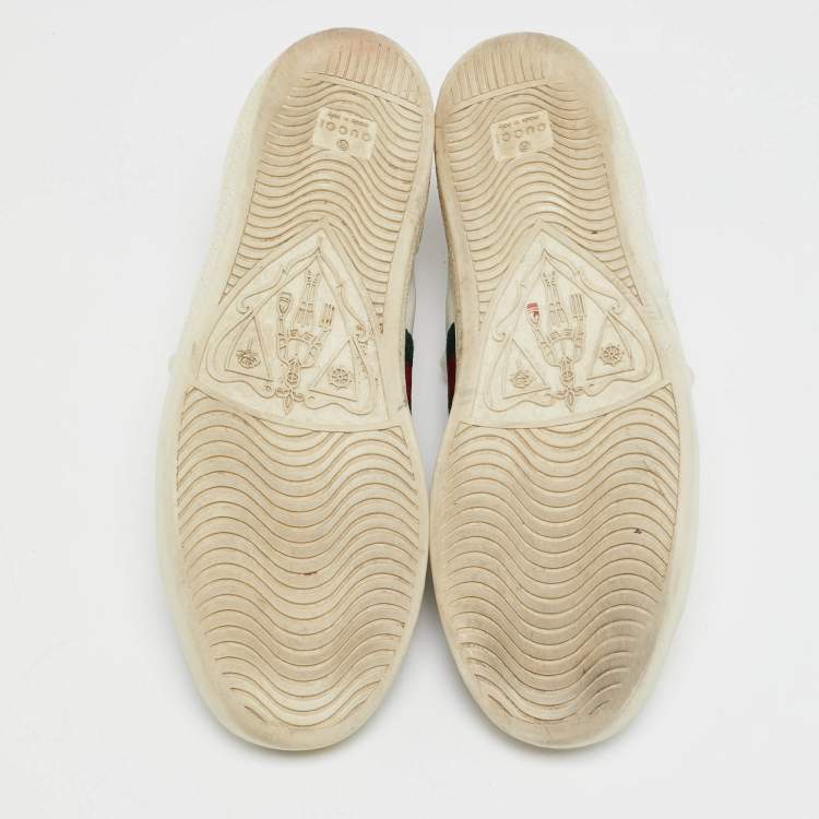 Pre Owned Gucci White Leather Studded Ace Sneakers Size 41