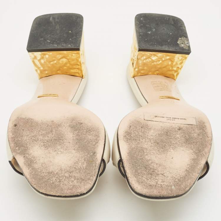 مملوكة مسبقًا Gucci Cream Matelasse Leather GG Slide Sandals Size 40.5