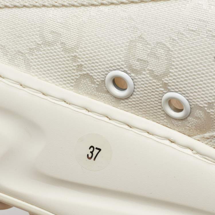 Pre Owned Gucci White GG Canvas Tennis 1977 Platform Sneakers Size 37