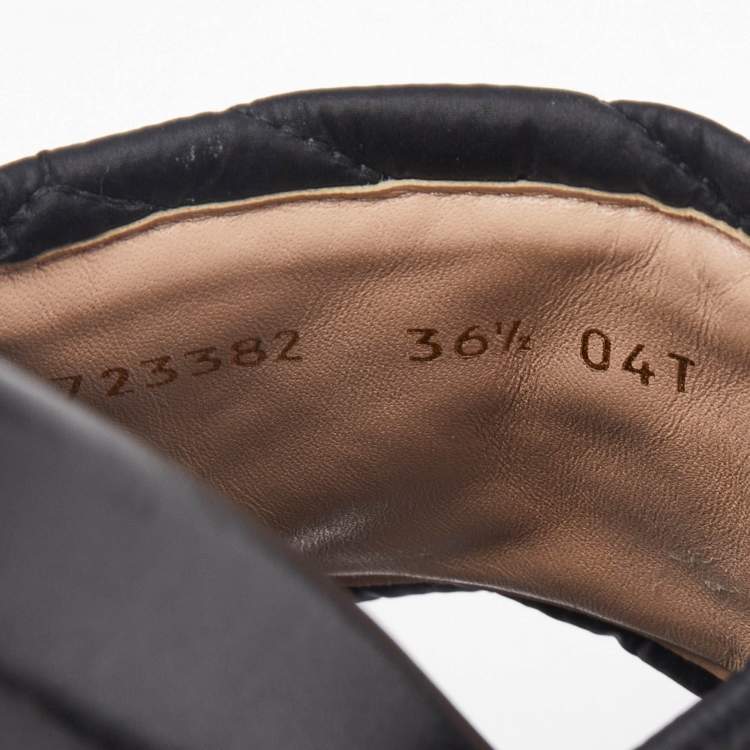 مملوكة مسبقًا Gucci Black Matelassé Nylon Angelina Platform Sandals Size 36.5