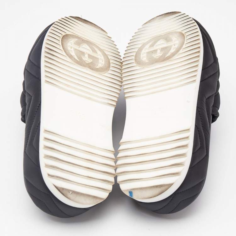 مملوكة مسبقًا Gucci Black Matelassé Nylon Angelina Platform Sandals Size 36.5
