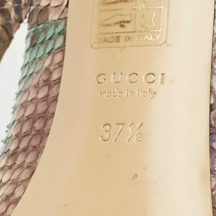 Pre Owned Gucci Multicolor Python Horsebit Pointed Toe Pumps Size 37.5