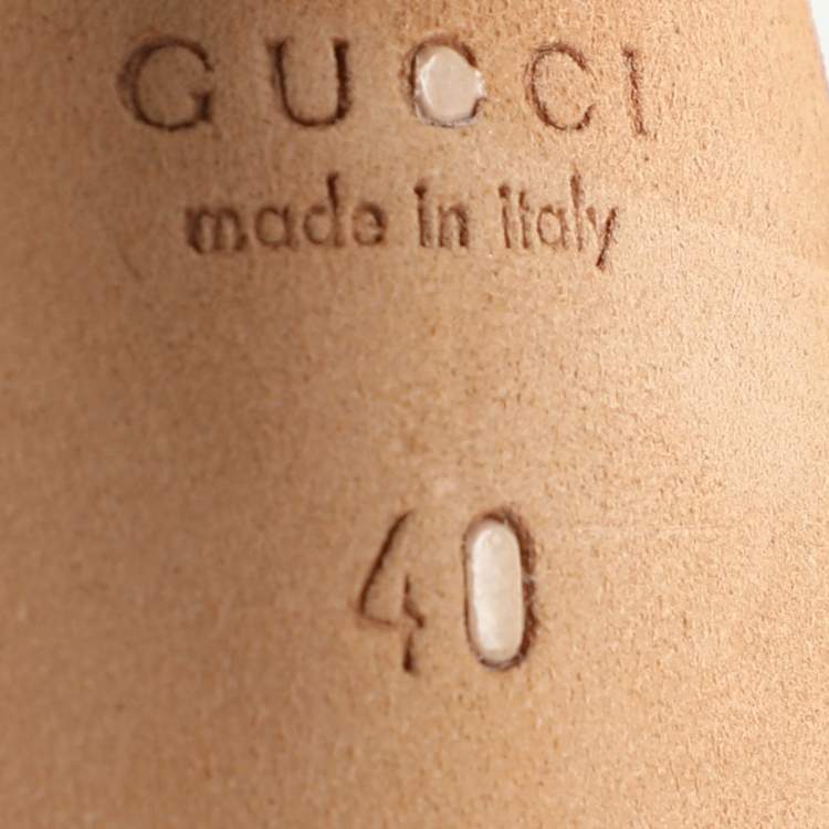 Pre Owned Gucci Gold Leather Platform Ankle Strap Sandals Size 40