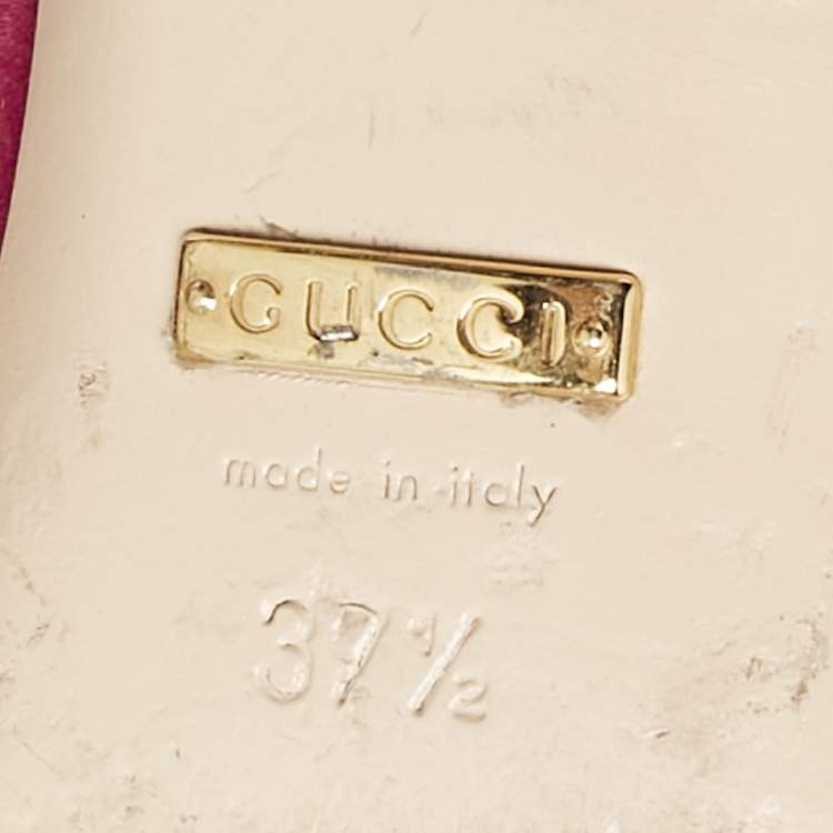 Pre Owned Gucci Pink Velvet Sylvie Bow Mules Size 37.5