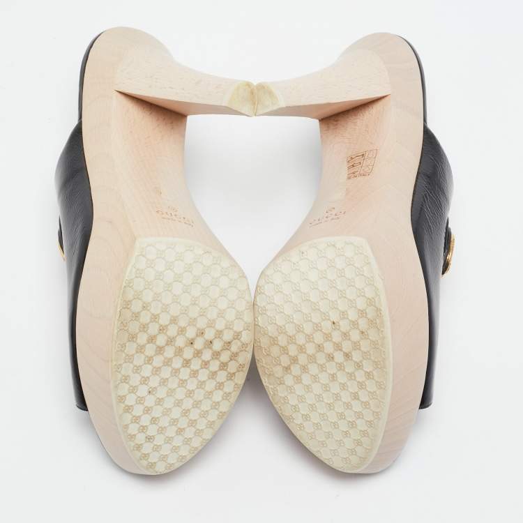 Pre Owned Gucci Black Patent Leather Hysteria Platform Clogs Size 40