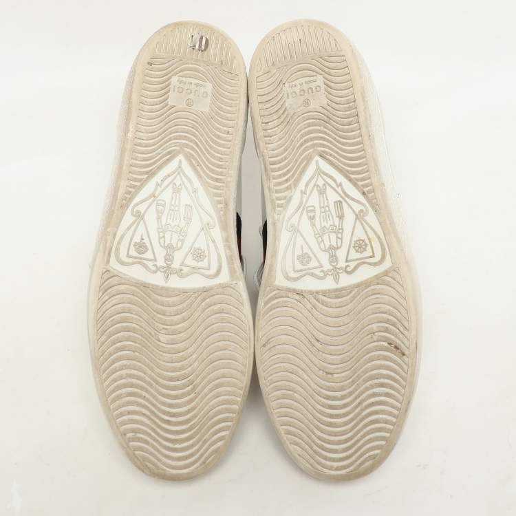 Pre Owned Gucci White Leather Ace Removable Patch Low Top Sneakers Size 36.5