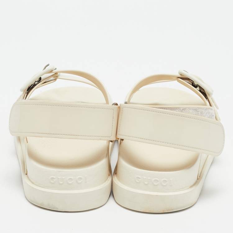 مملوكة مسبقًا Gucci Cream Rubber Isla Dad Slingback Sandals Size 38