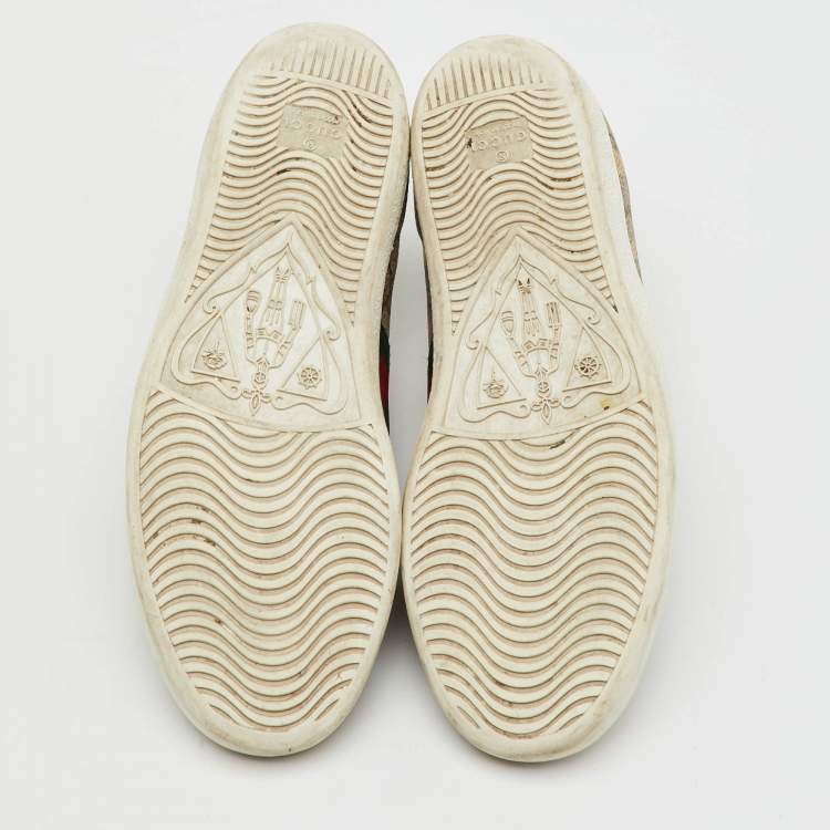 Pre Owned Gucci Beige/Brown GG Supreme Canvas Bee Web Ace Sneakers Size 37.5