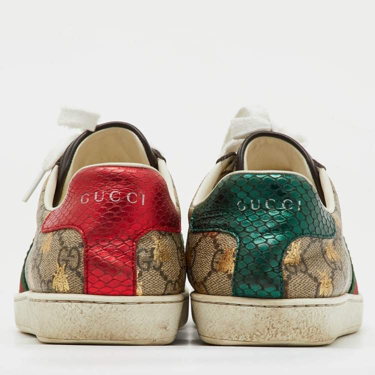 Pre Owned Gucci Beige/Brown GG Supreme Canvas Bee Web Ace Sneakers Size 37.5