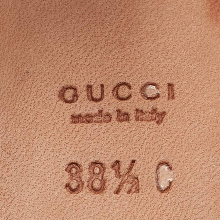Pre Owned Gucci Pink Guccissima Leather Horsebit Peep Toe Pumps Size 38.5