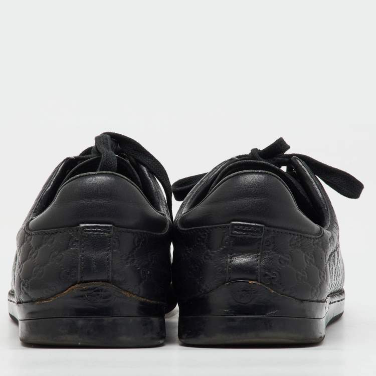 Pre Owned Gucci Black Microguccissima Leather Low Top Sneakers Size 38.5
