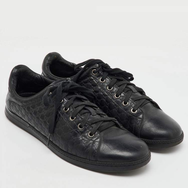 Pre Owned Gucci Black Microguccissima Leather Low Top Sneakers Size 38.5