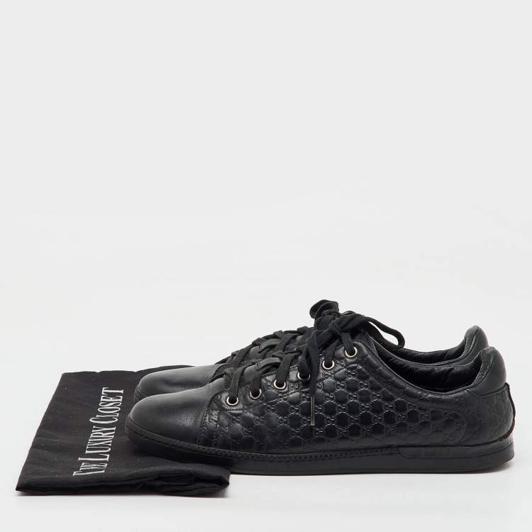 Pre Owned Gucci Black Microguccissima Leather Low Top Sneakers Size 38.5