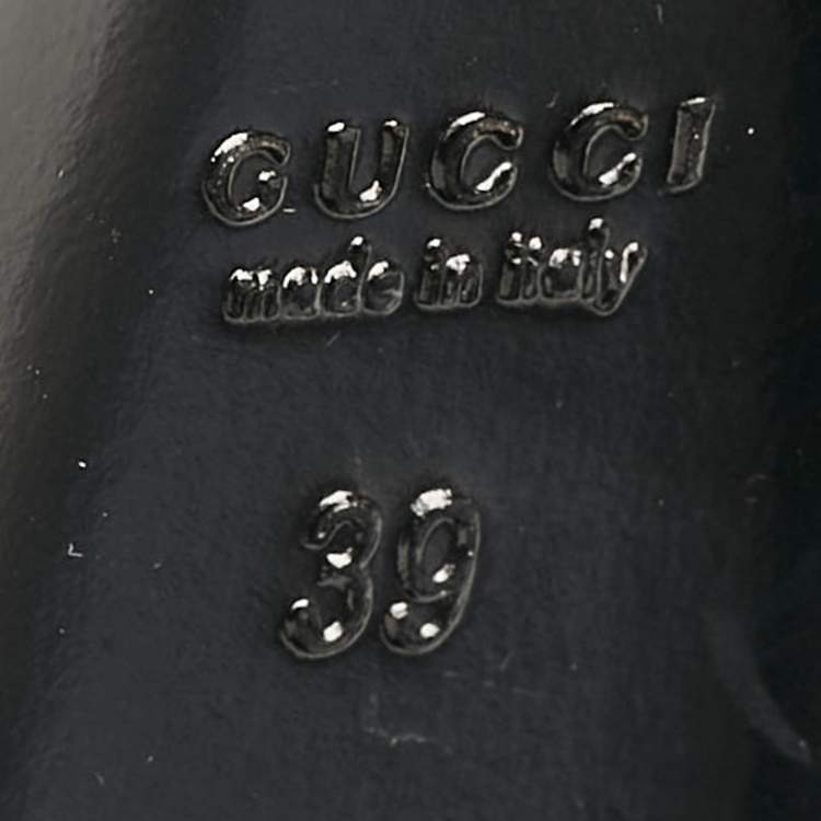 Pre Owned Gucci Blue\Gold Leather and Suede Peep Toe Pumps Size 39