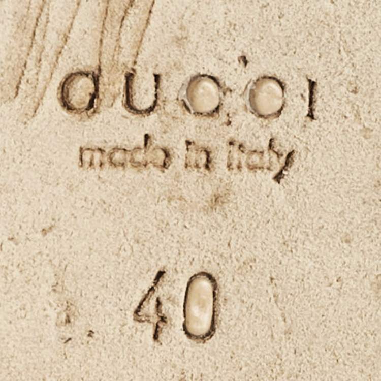 Pre Owned Gucci Beige GG Embossed Leather Crest Ballet Flats Size 40