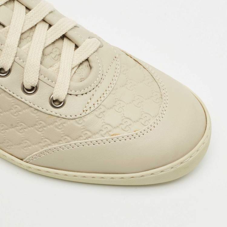 Pre Owned Gucci Cream Microguccissima Leather High Top Sneakers Size 36