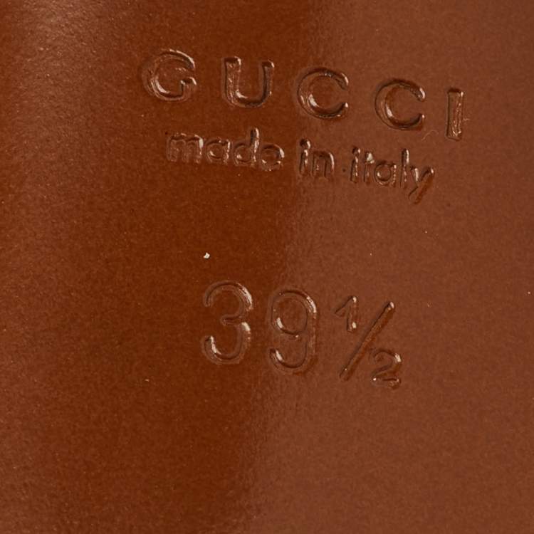 Pre Owned Gucci Brown Leather 'Ride' GG Buckle Pumps Size 39.5