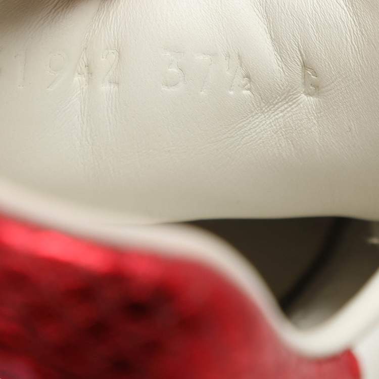 Pre Owned Gucci White Leather Embroidered Bee Ace Low Top Sneakers Size 37.5